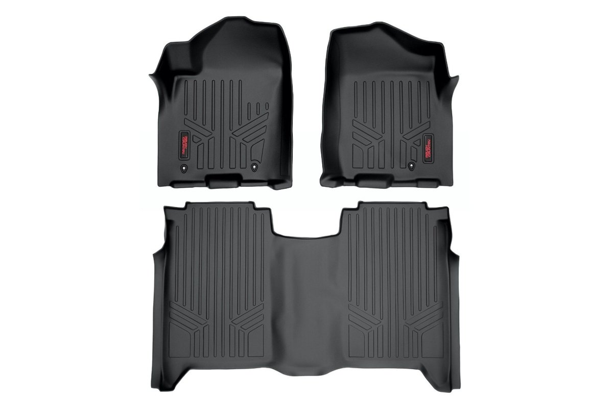 Nissan Titan Floor Mats - Front + Rear - Rough Country - Heavy Duty Floor Armor - '04-'15